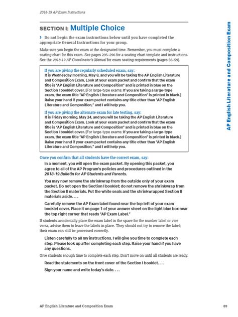 2019 International Practice Exam Mcq Ap Lit