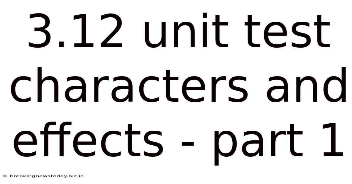 3.12 Unit Test Characters And Effects - Part 1