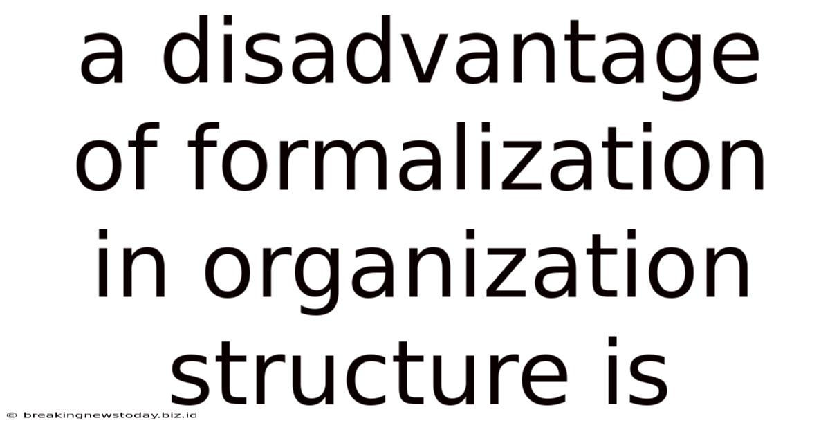A Disadvantage Of Formalization In Organization Structure Is