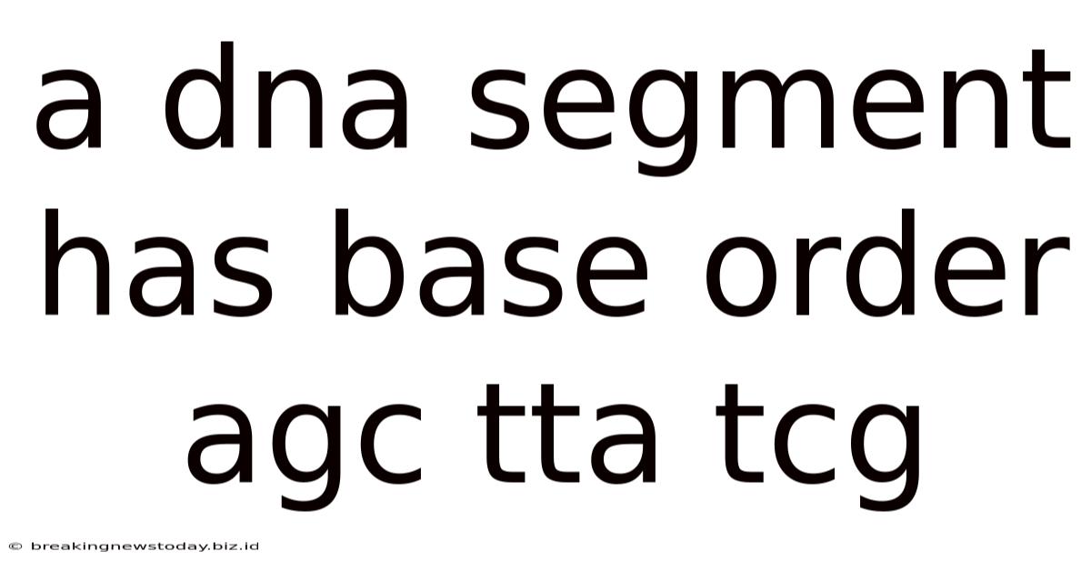 A Dna Segment Has Base Order Agc Tta Tcg
