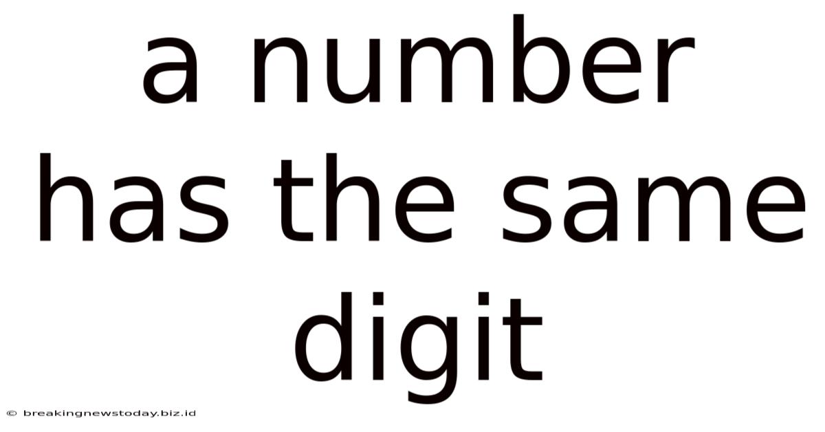 A Number Has The Same Digit