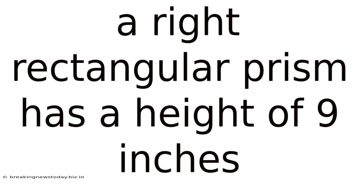 A Right Rectangular Prism Has A Height Of 9 Inches