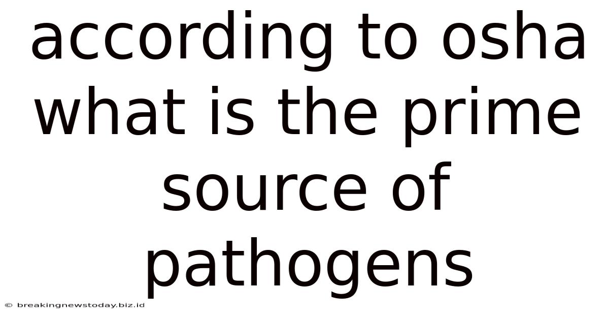 According To Osha What Is The Prime Source Of Pathogens