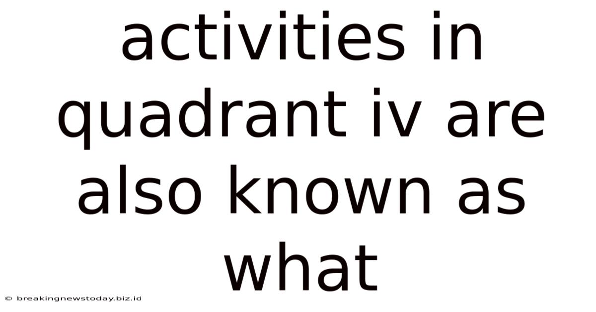 Activities In Quadrant Iv Are Also Known As What