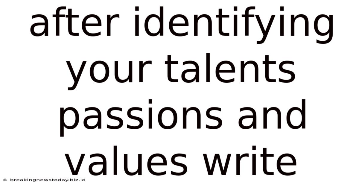 After Identifying Your Talents Passions And Values Write