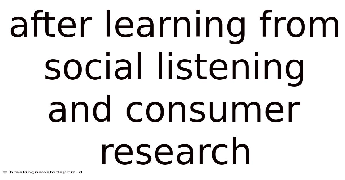 After Learning From Social Listening And Consumer Research