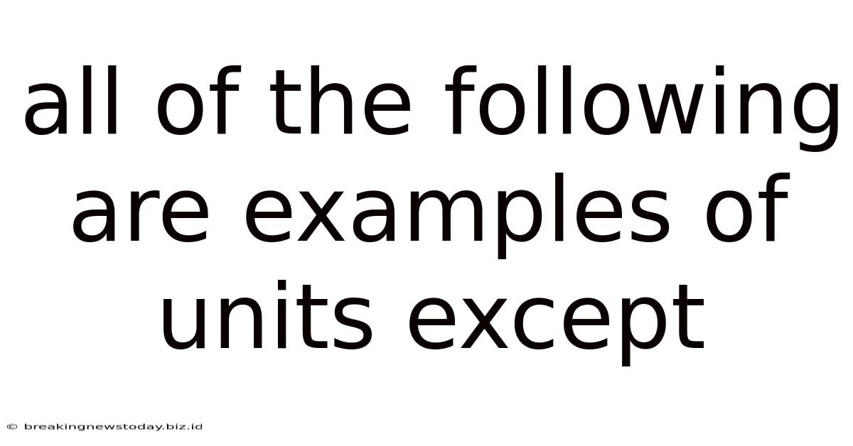 All Of The Following Are Examples Of Units Except