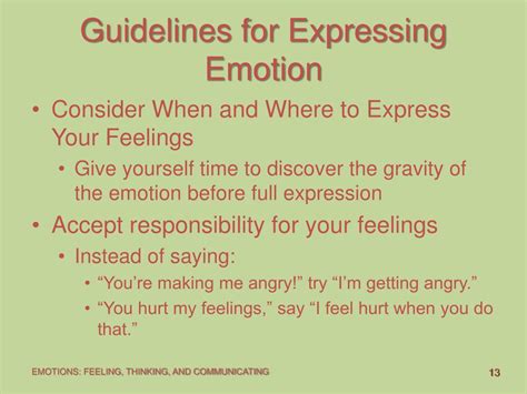 All Of The Following Are Guidelines For Expressing Emotions Except