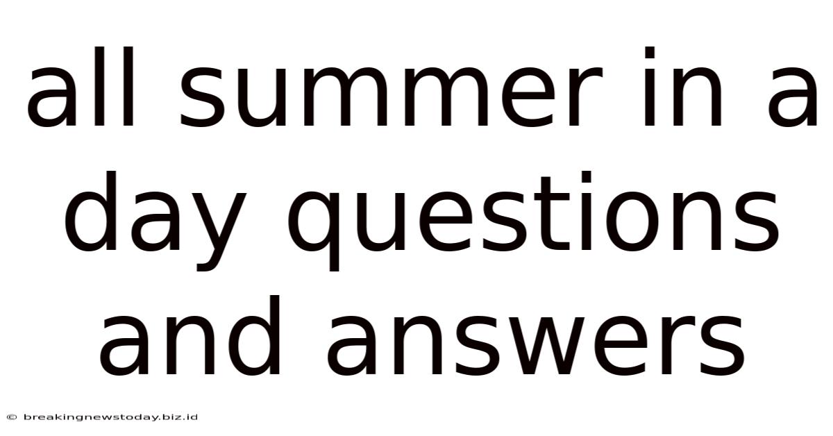 All Summer In A Day Questions And Answers