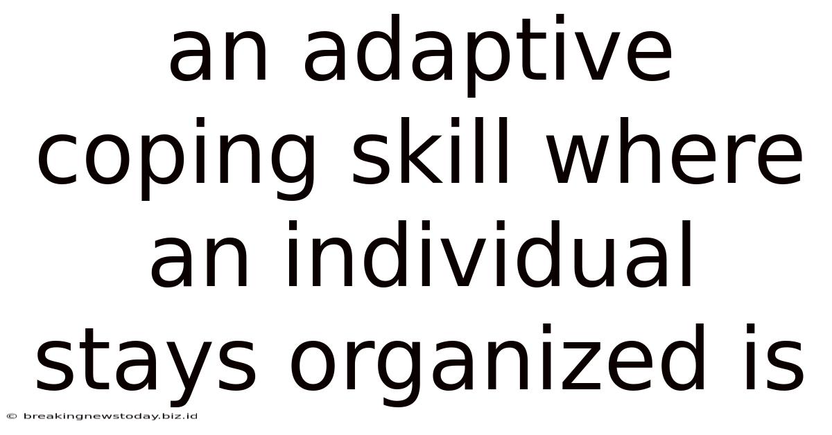 An Adaptive Coping Skill Where An Individual Stays Organized Is