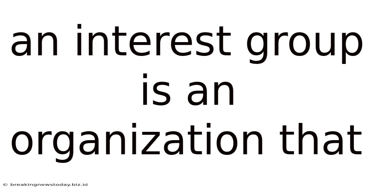 An Interest Group Is An Organization That