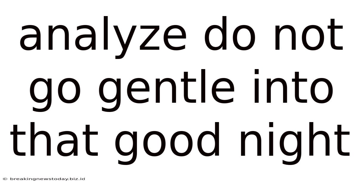 Analyze Do Not Go Gentle Into That Good Night
