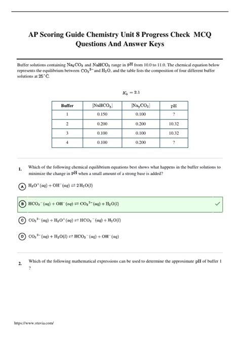 Ap Chem Unit 8 Progress Check Mcq