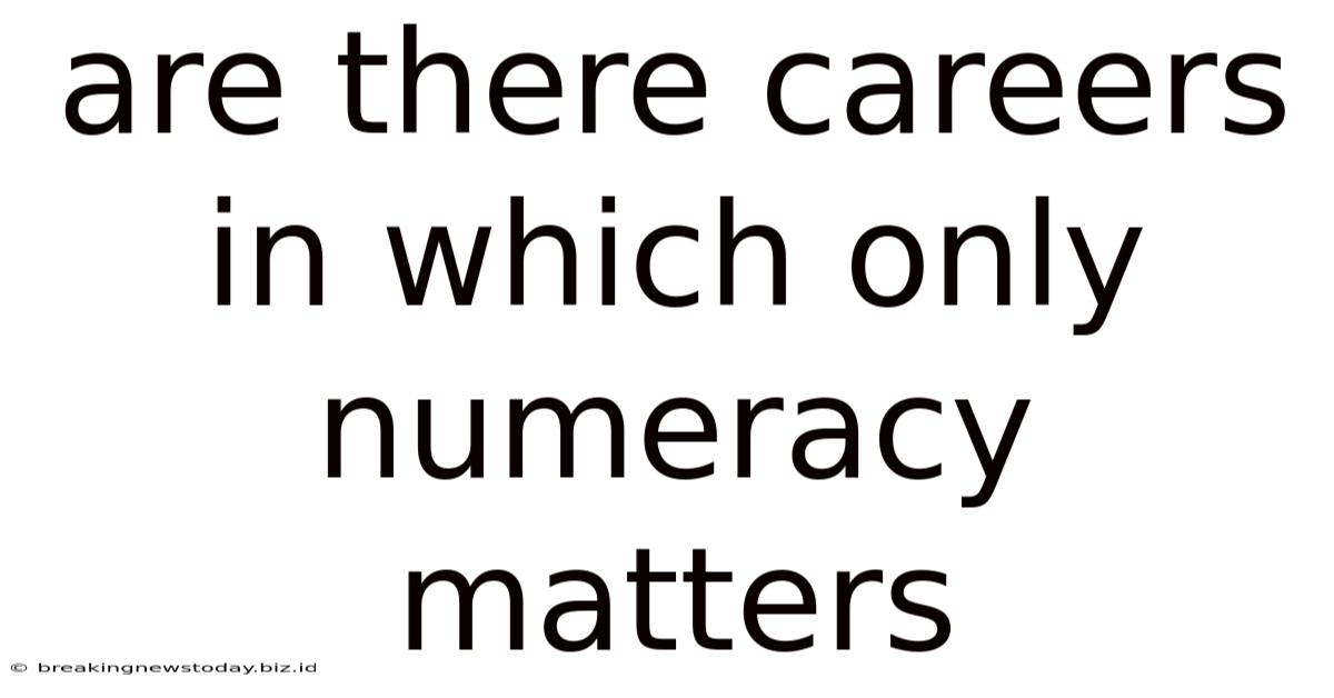 Are There Careers In Which Only Numeracy Matters