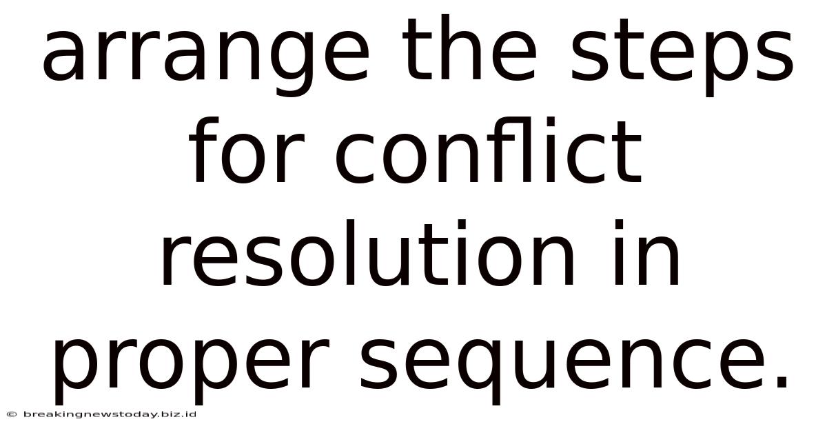 Arrange The Steps For Conflict Resolution In Proper Sequence.