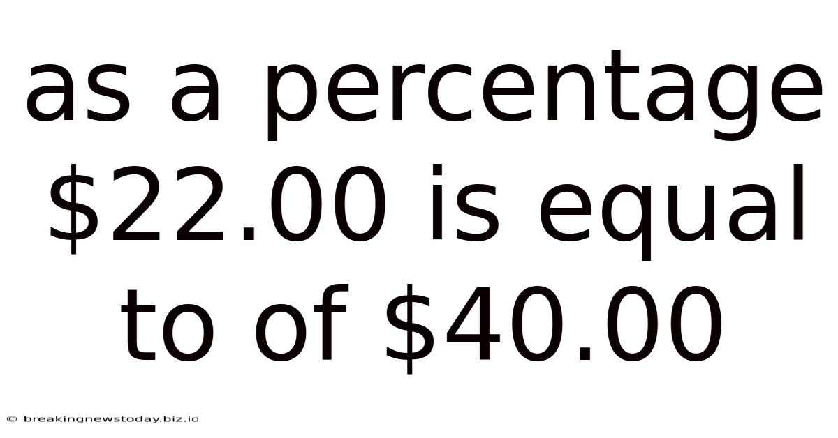 As A Percentage $22.00 Is Equal To Of $40.00
