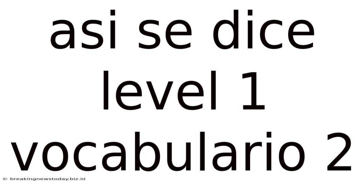 Asi Se Dice Level 1 Vocabulario 2