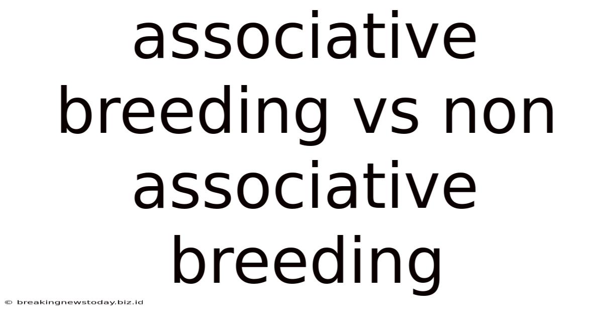 Associative Breeding Vs Non Associative Breeding