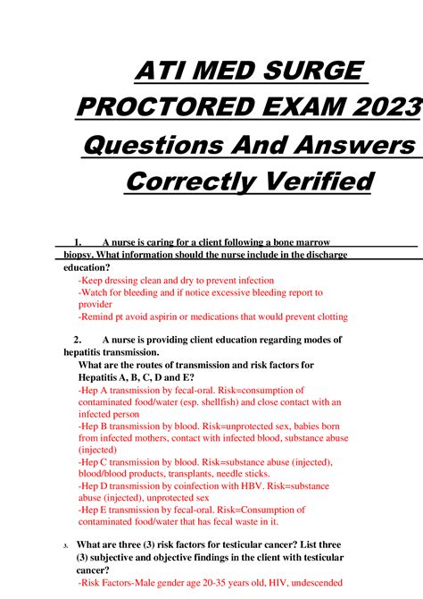 Ati Med Surg Proctored Exam 2023 Retake Quizlet