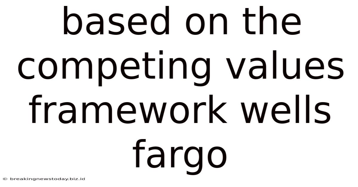 Based On The Competing Values Framework Wells Fargo