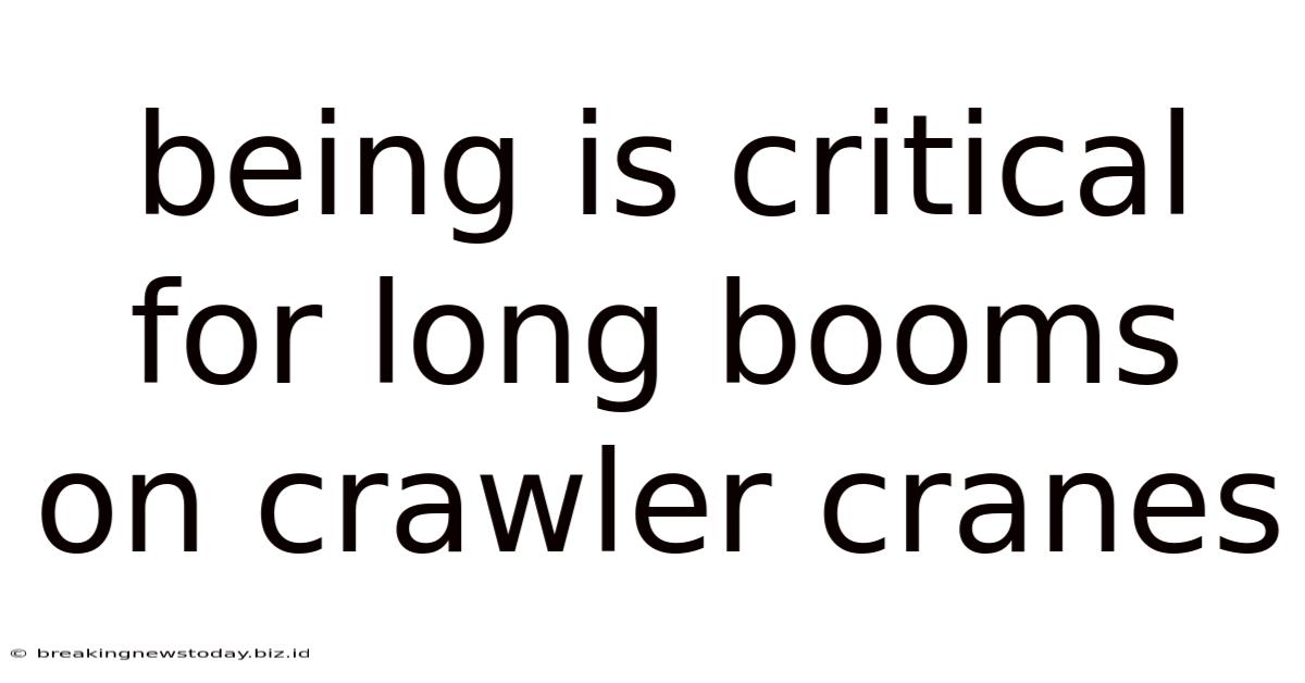 Being Is Critical For Long Booms On Crawler Cranes