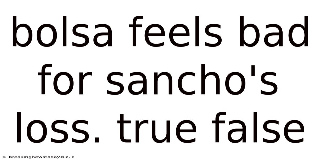 Bolsa Feels Bad For Sancho's Loss. True False