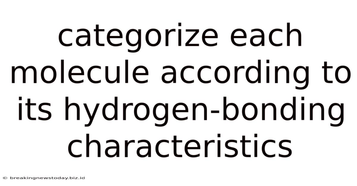 Categorize Each Molecule According To Its Hydrogen-bonding Characteristics