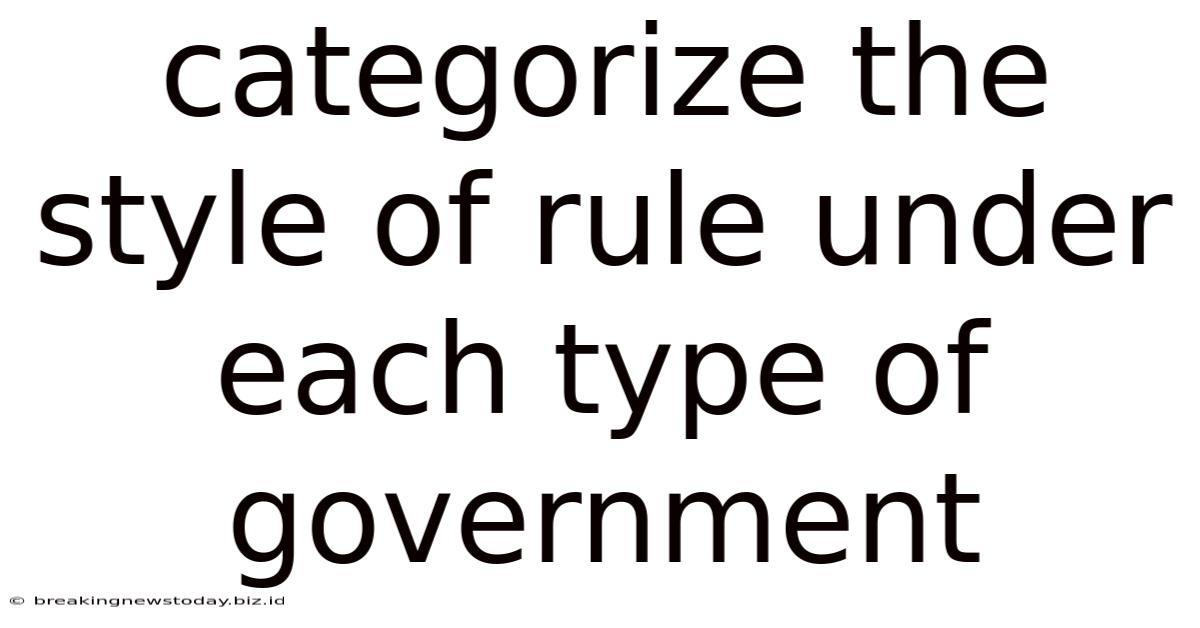 Categorize The Style Of Rule Under Each Type Of Government