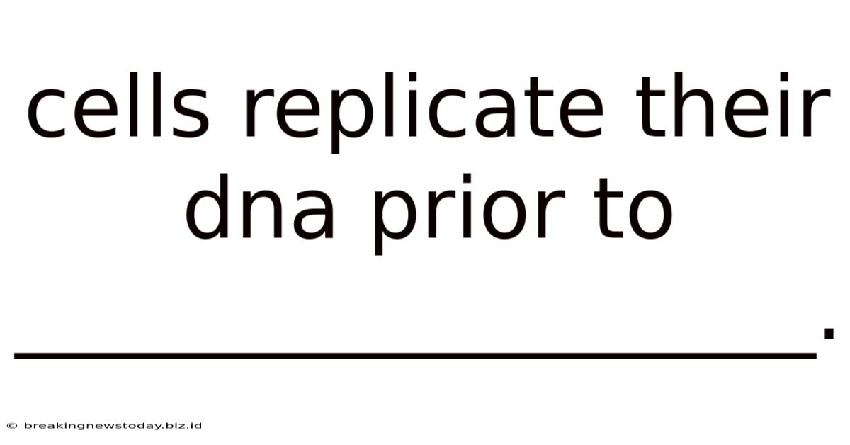 Cells Replicate Their Dna Prior To ___________________.