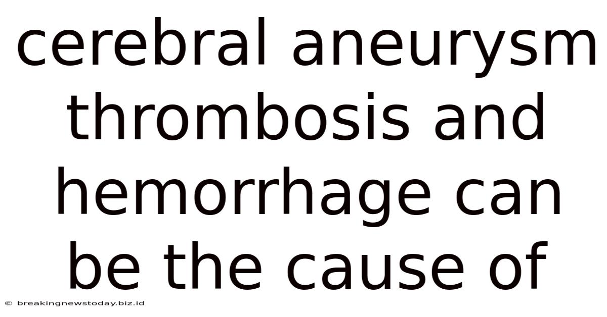 Cerebral Aneurysm Thrombosis And Hemorrhage Can Be The Cause Of