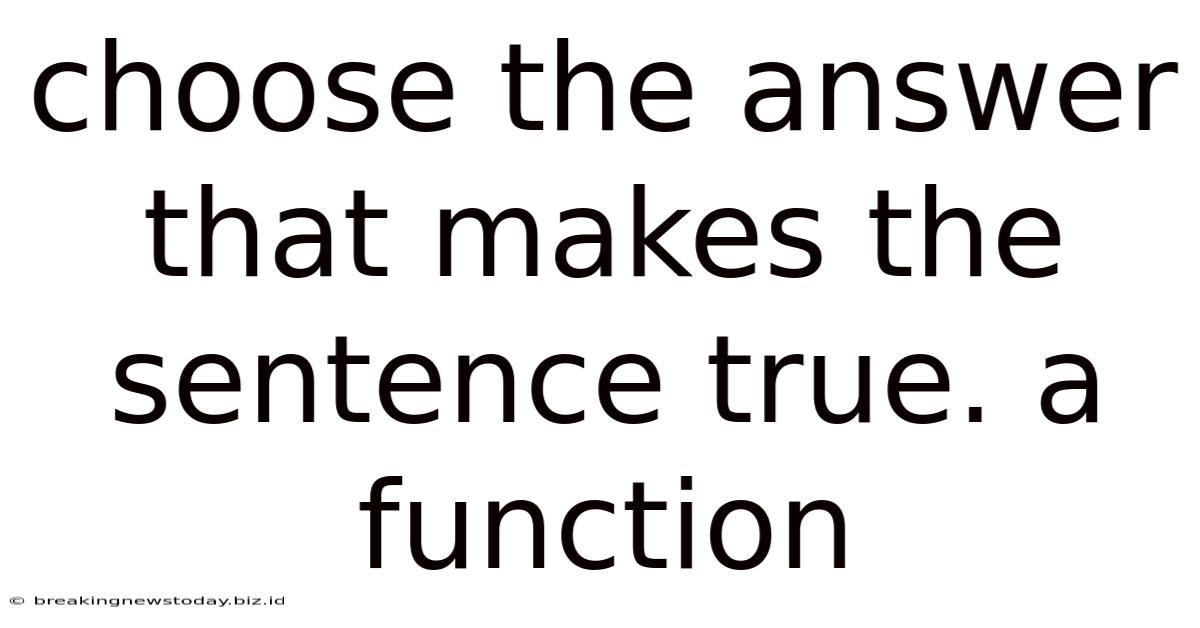 Choose The Answer That Makes The Sentence True. A Function