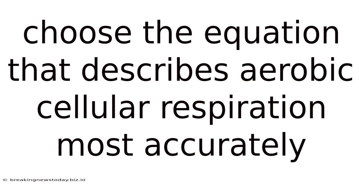 Choose The Equation That Describes Aerobic Cellular Respiration Most Accurately