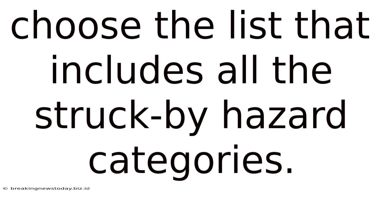 Choose The List That Includes All The Struck-by Hazard Categories.