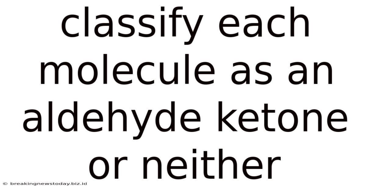 Classify Each Molecule As An Aldehyde Ketone Or Neither