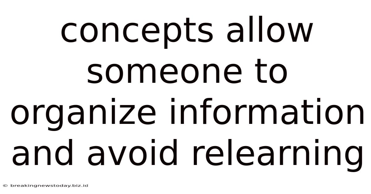 Concepts Allow Someone To Organize Information And Avoid Relearning