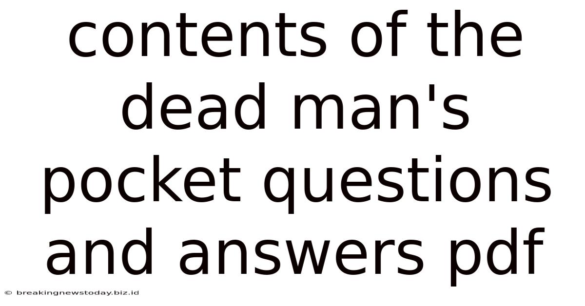 Contents Of The Dead Man's Pocket Questions And Answers Pdf