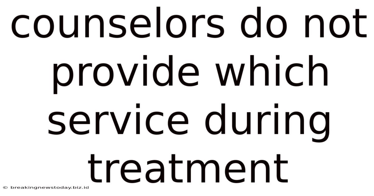 Counselors Do Not Provide Which Service During Treatment