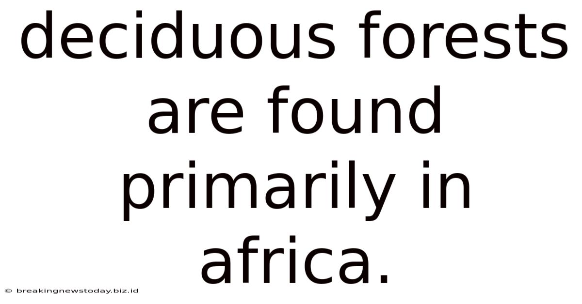 Deciduous Forests Are Found Primarily In Africa.