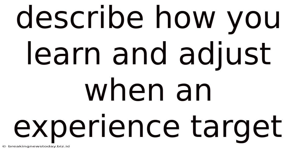 Describe How You Learn And Adjust When An Experience Target