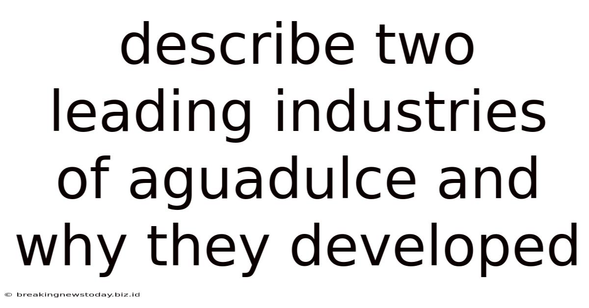 Describe Two Leading Industries Of Aguadulce And Why They Developed