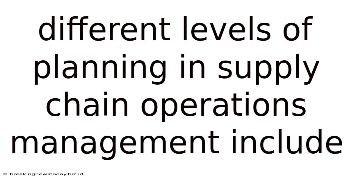 Different Levels Of Planning In Supply Chain Operations Management Include