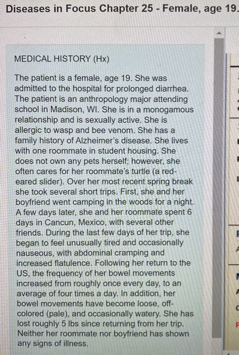 Diseases In Focus Chapter 25 - Female Age 19