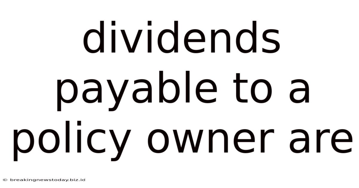 Dividends Payable To A Policy Owner Are