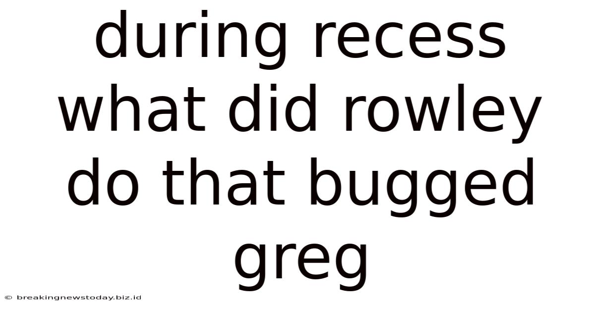 During Recess What Did Rowley Do That Bugged Greg
