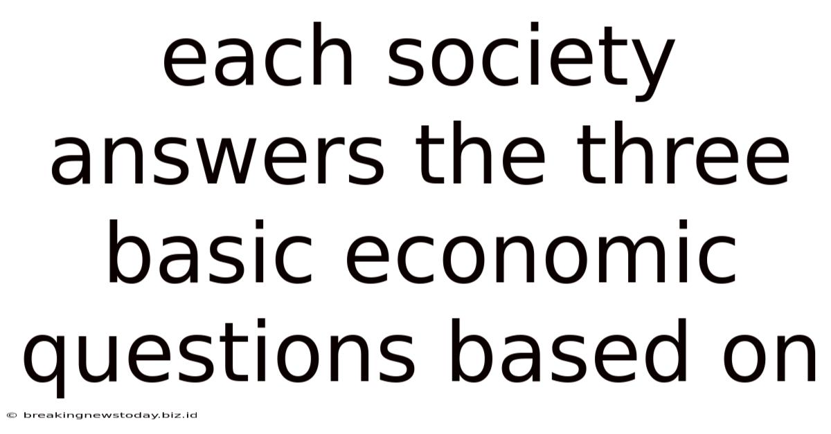 Each Society Answers The Three Basic Economic Questions Based On