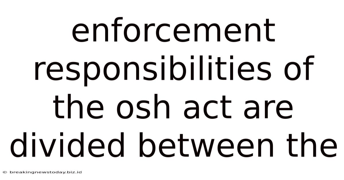 Enforcement Responsibilities Of The Osh Act Are Divided Between The