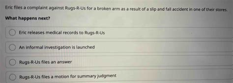 Eric Files A Complaint Against Rugs R Us