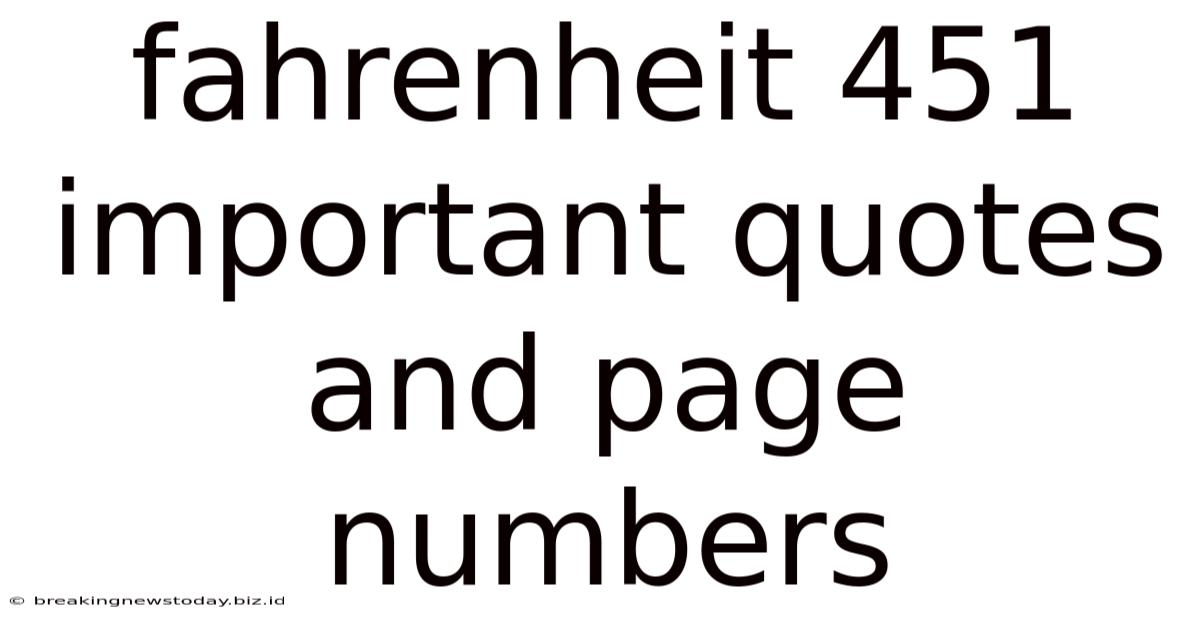 Fahrenheit 451 Important Quotes And Page Numbers