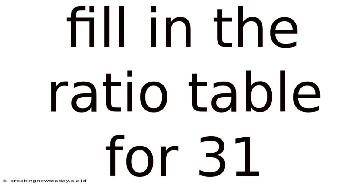 Fill In The Ratio Table For 31