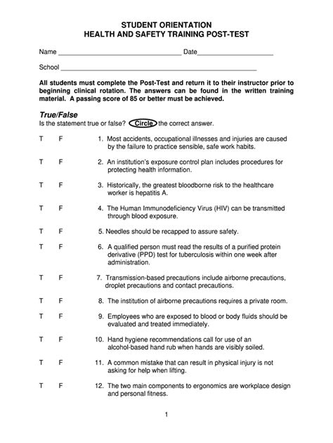 Foundations In Health And Safety E Learning Post Test Answers